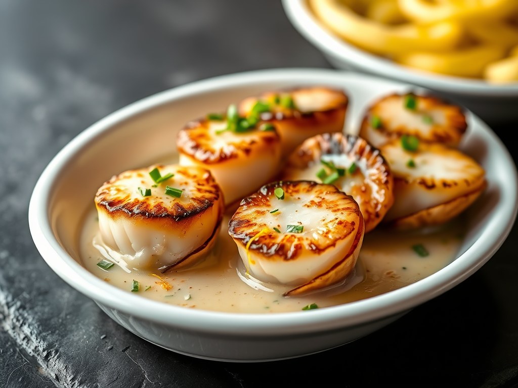 Coquilles St.Jacques in Noilly Prat-Room, AI-gegenereerde illustratie