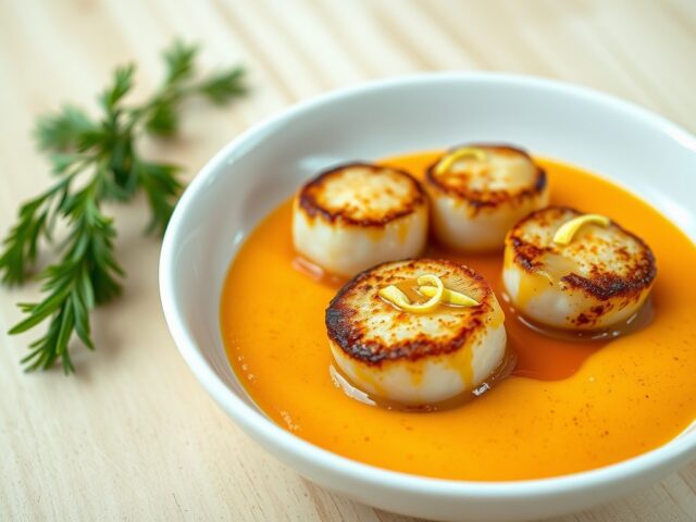 Coquilles St.Jacques met wortelroom
