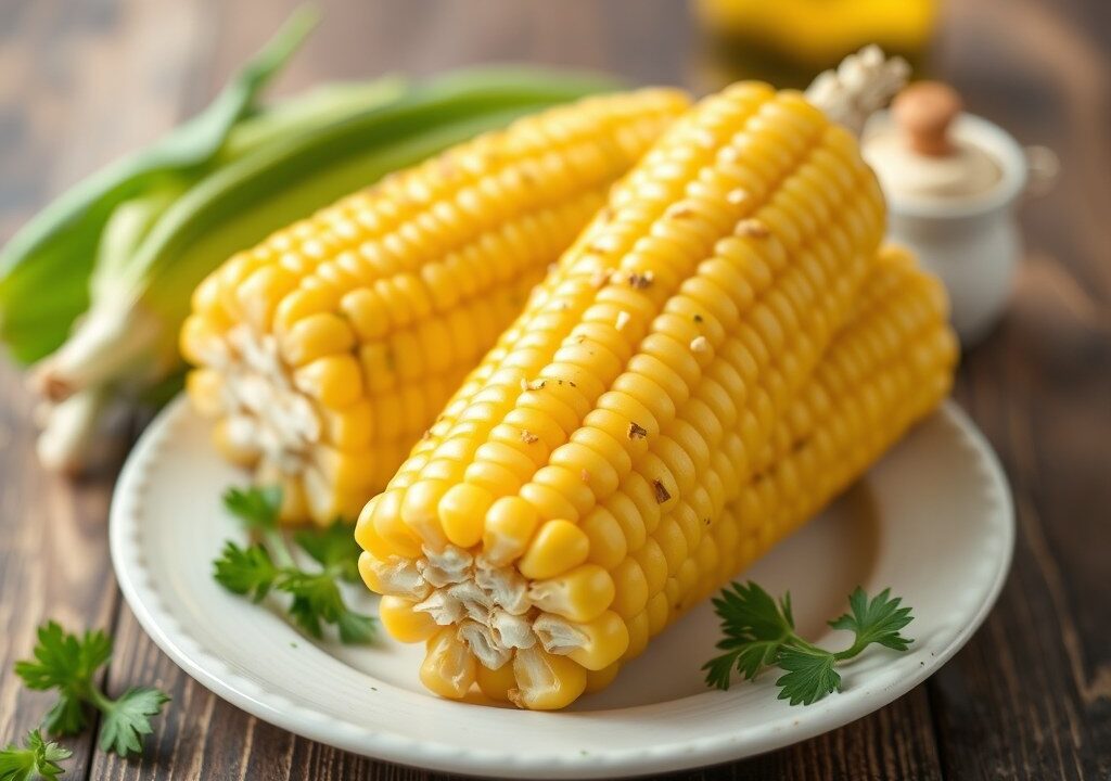 Corn on the cob (maïs aan de kolf), AI-gegenereerde illustratie