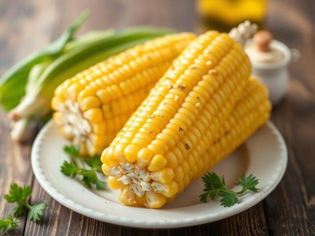 Corn on the cob (maïs aan de kolf) — AI-gegenereerde illustratie