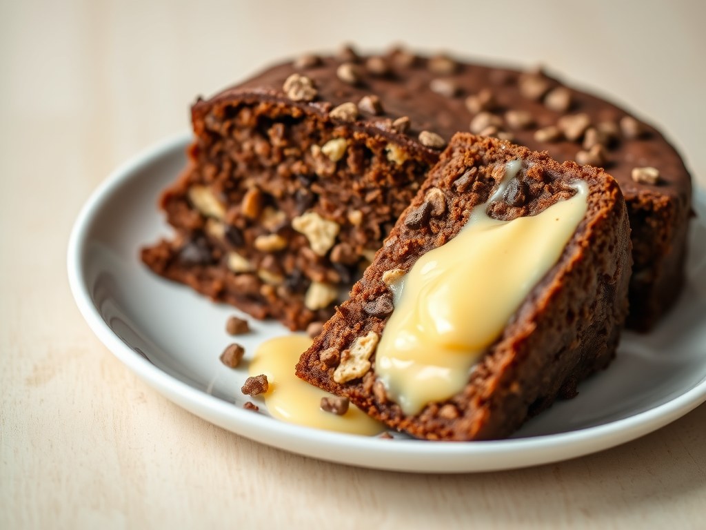 Cornflakes cake met gele room, AI-gegenereerde illustratie