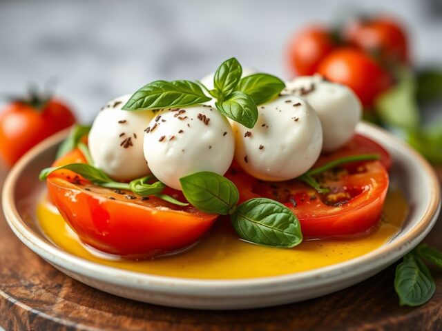 Coupe Caprese (met mozarella en basilicum)