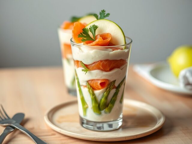 Coupe met aspergemousse en gerookte zalm: opm