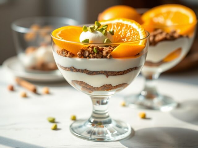 Coupes orange pistache et speculoos