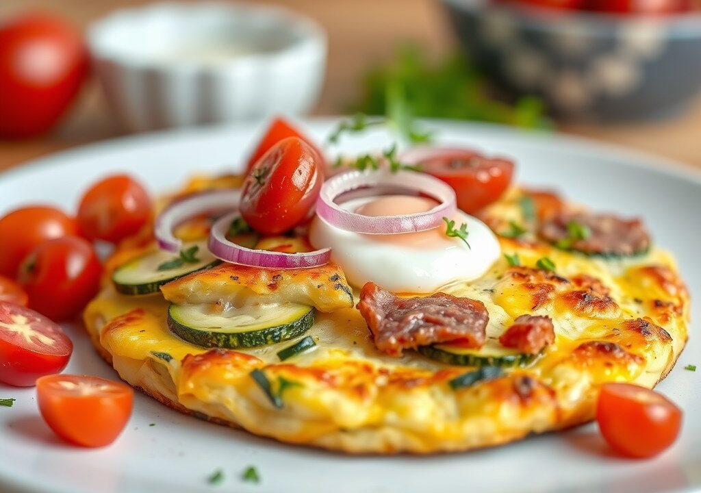 Courgette fritatta, AI-gegenereerde illustratie