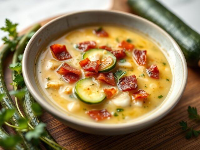 Courgette maaltijdsoep — AI-gegenereerde illustratie