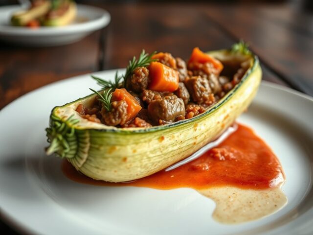Courgette met vulling van lamsragout