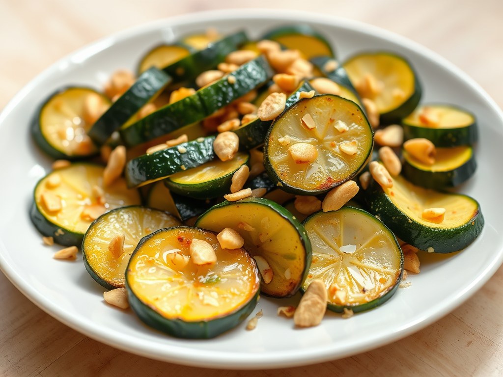 Courgettes met pinda’s, AI-gegenereerde illustratie