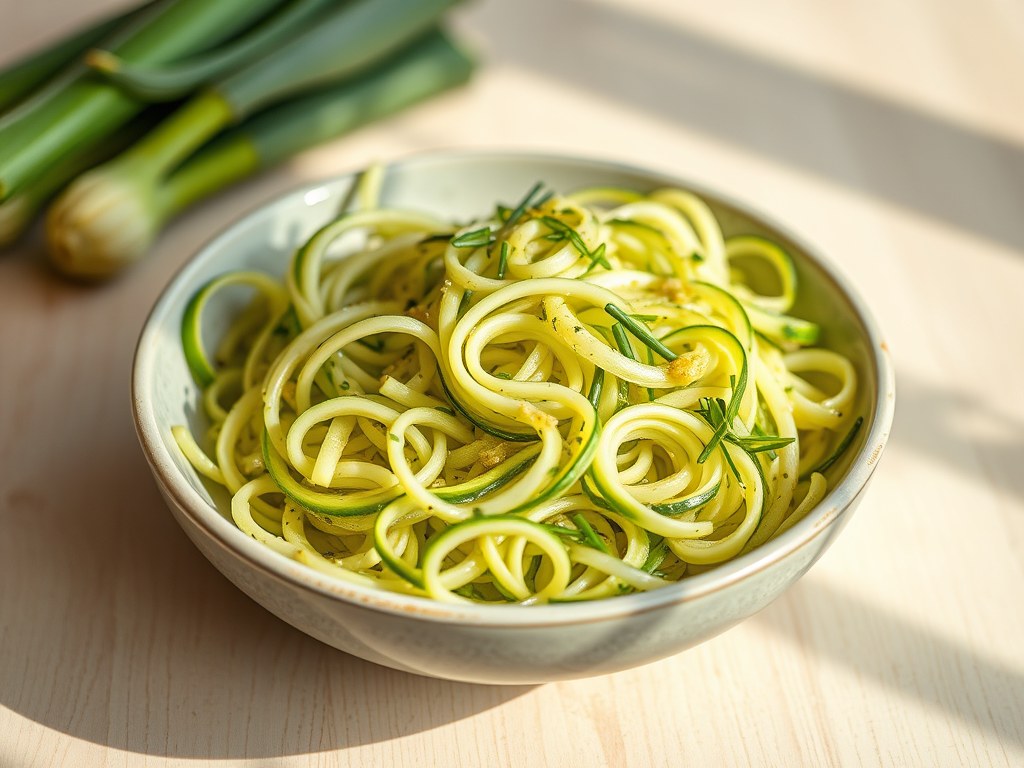 Courgettesalade, AI-gegenereerde illustratie