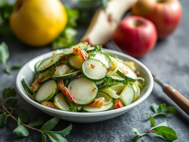 Courgettesalade met koolrabi en appel — AI-gegenereerde illustratie