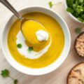 Courgettesoep met hot curry en koriander
