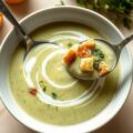 Courgettesoep met paling of knoflookcroutons