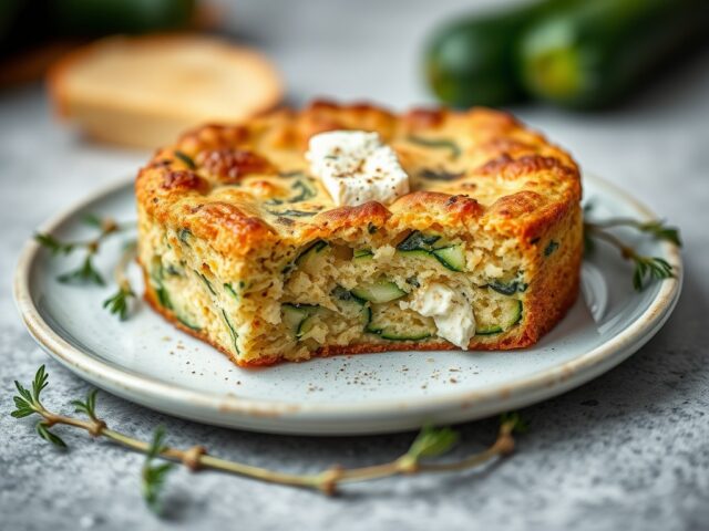 Courgettetaart met geitenkaas — AI-gegenereerde illustratie