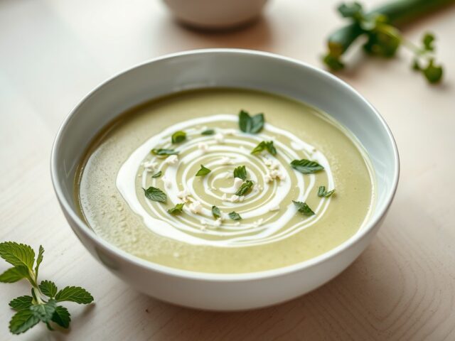 Courgettevelouté met munt en feta