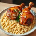 Couscous met gebraden kippenpoten