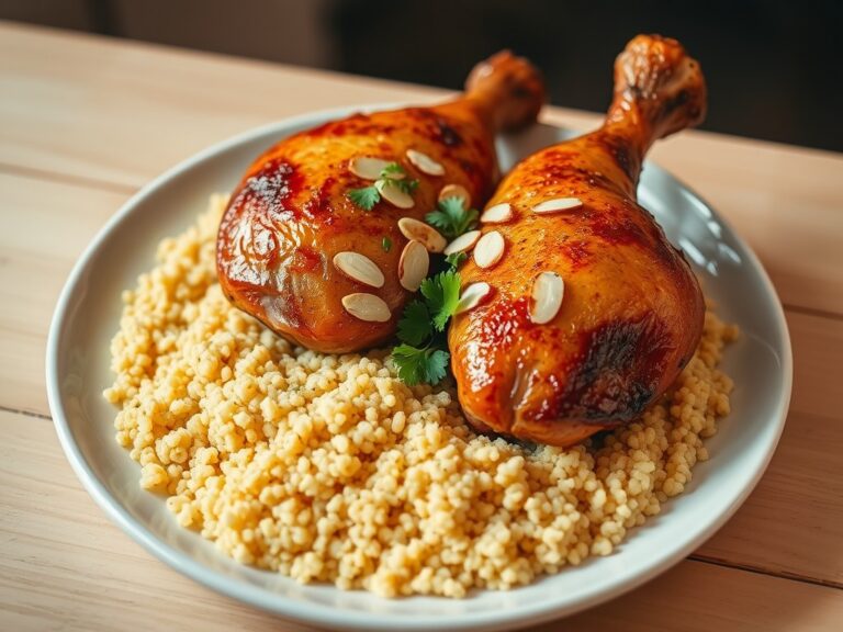 Couscous met gebraden kippenpoten