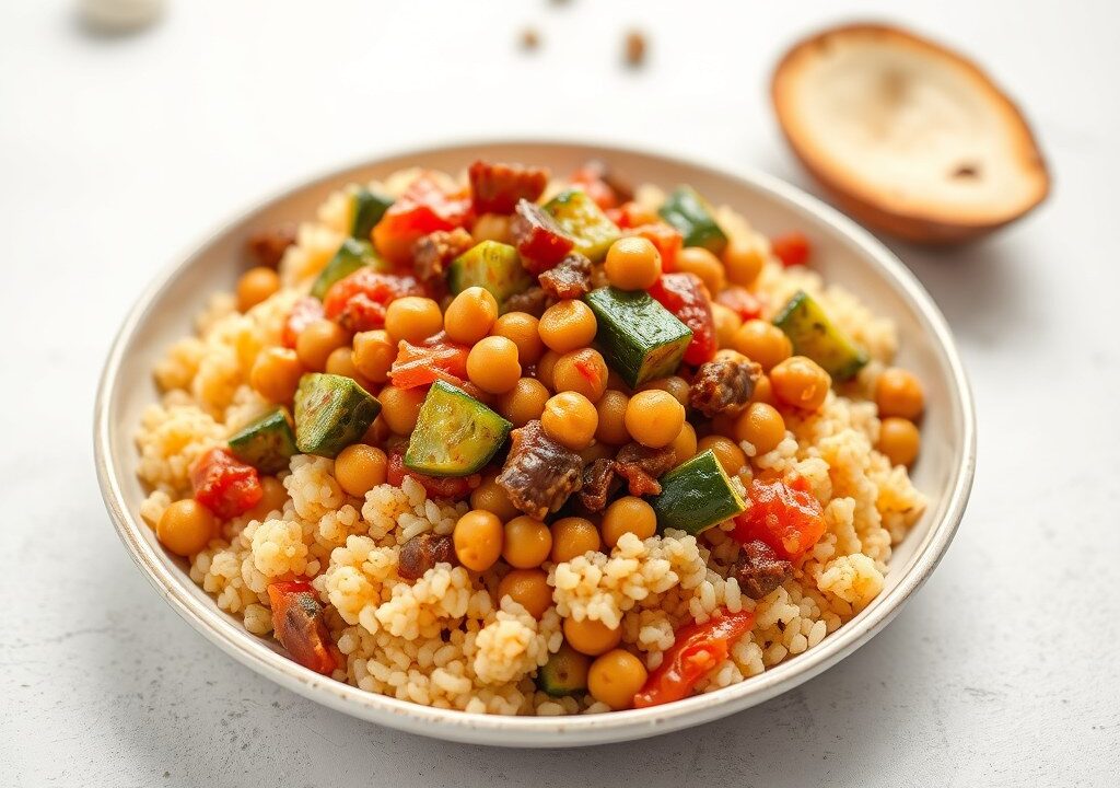 Couscous met groentesaus — AI-gegenereerde illustratie