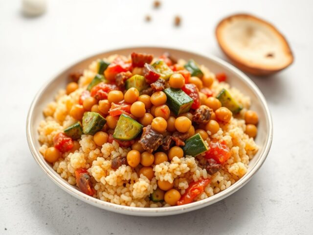 Couscous met groentesaus — AI-gegenereerde illustratie