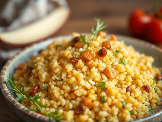 Couscous met venkel en nootjes — AI-gegenereerde illustratie