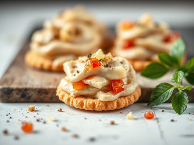 Crackers met zelfgemaakte sandwichspread