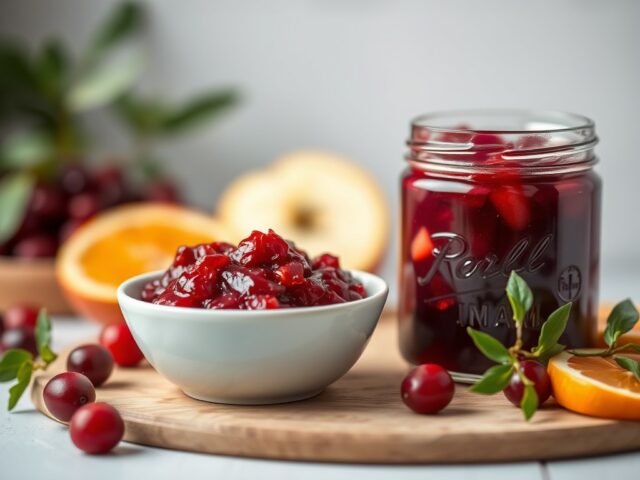 Cranberrychutney — AI-gegenereerde illustratie