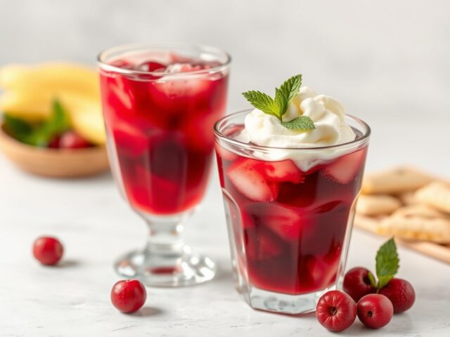 Cranberrydrankje met vanille-ijs