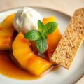 Creatie van ananas met sesam-galettes