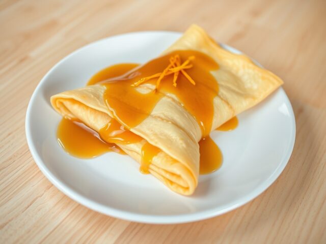 Crepes Suzette met een sinaasappel-cointreau saus