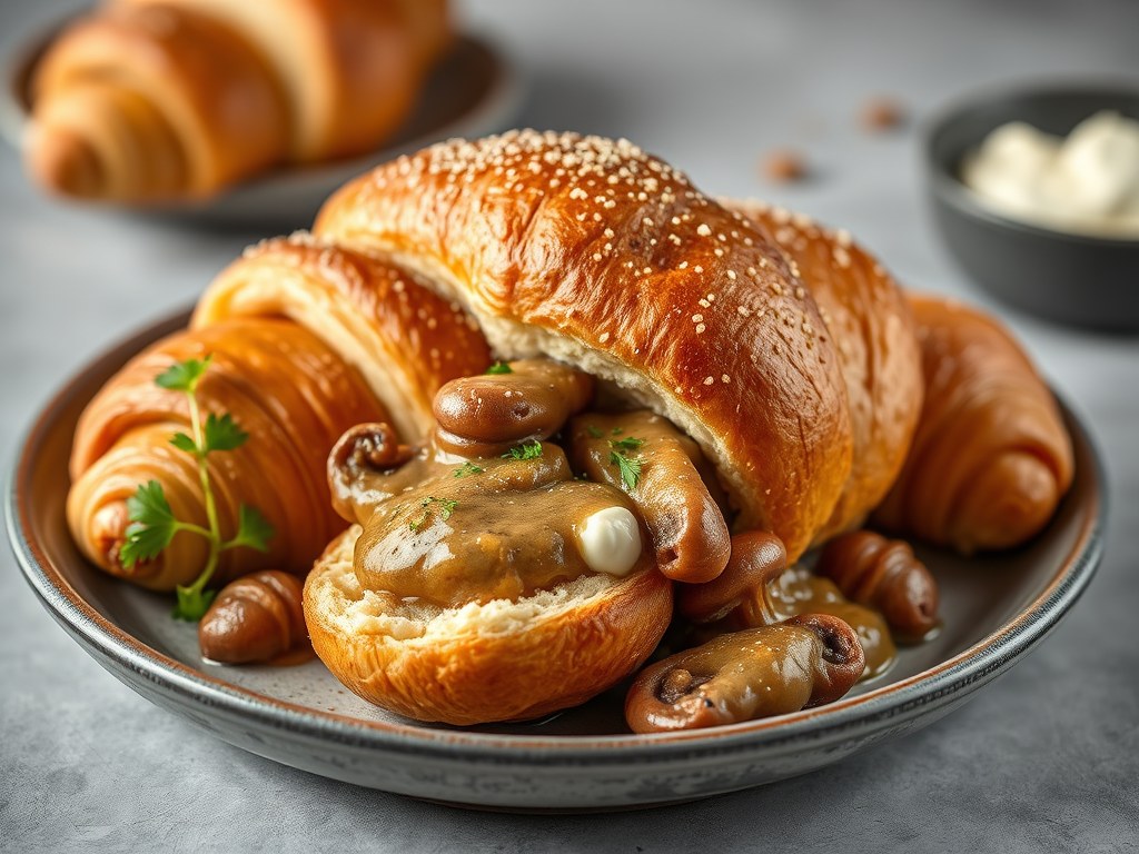 Croisantje gevuld met ragout, AI-gegenereerde illustratie