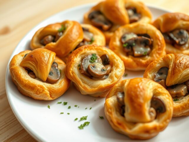 Croissantrondjes met champignons