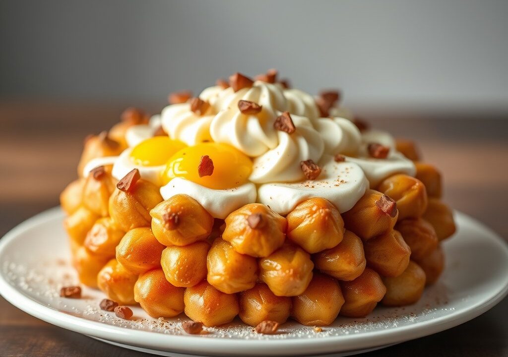 Croquembouche, AI-gegenereerde illustratie