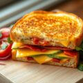 Croques met avocado en krokant spek, tomatensalade