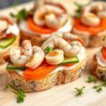 Crostini met grijze garnaaltjes en Philadelphia na