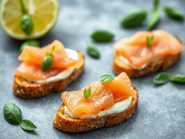 Crostini met limoenboter en gerookte zalm
