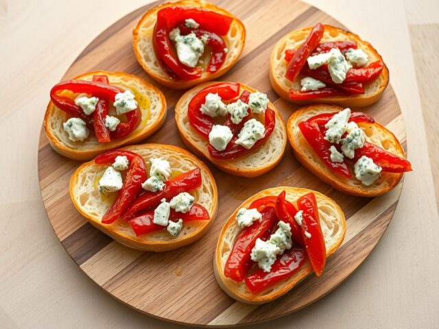 Crostini met paprika en gorgonzola (zie opm)