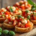 Crostini met tomaat en garnalen
