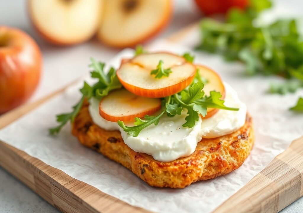 Croustillant pomme-camembert (kaas-appelkrokantje), AI-gegenereerde illustratie