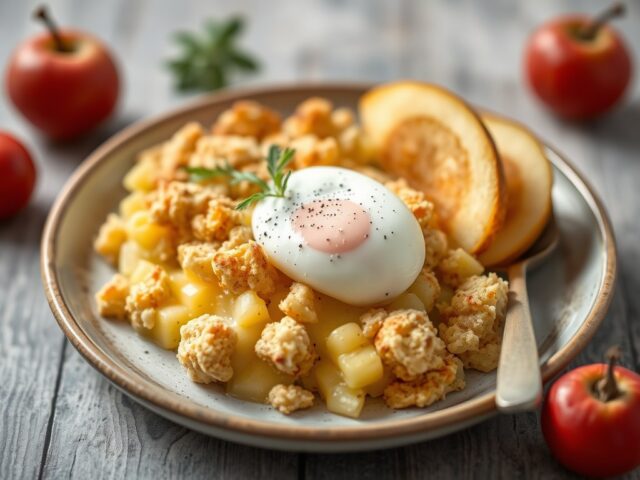 Crumble met peren en bosbessen