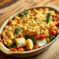 Crumble van zeewolf met chorizo