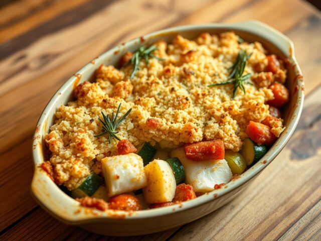 Crumble van zeewolf met chorizo