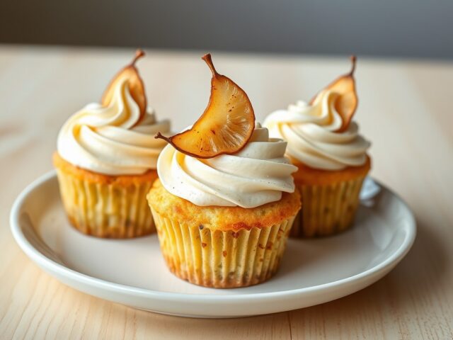 Cupcakes met peer en boter-vanillecreme