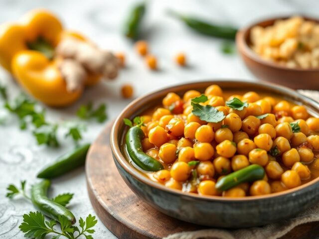 Curry met kikkererwten — AI-gegenereerde illustratie