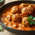 Curry met lamsgehaktballetjes en tomaat
