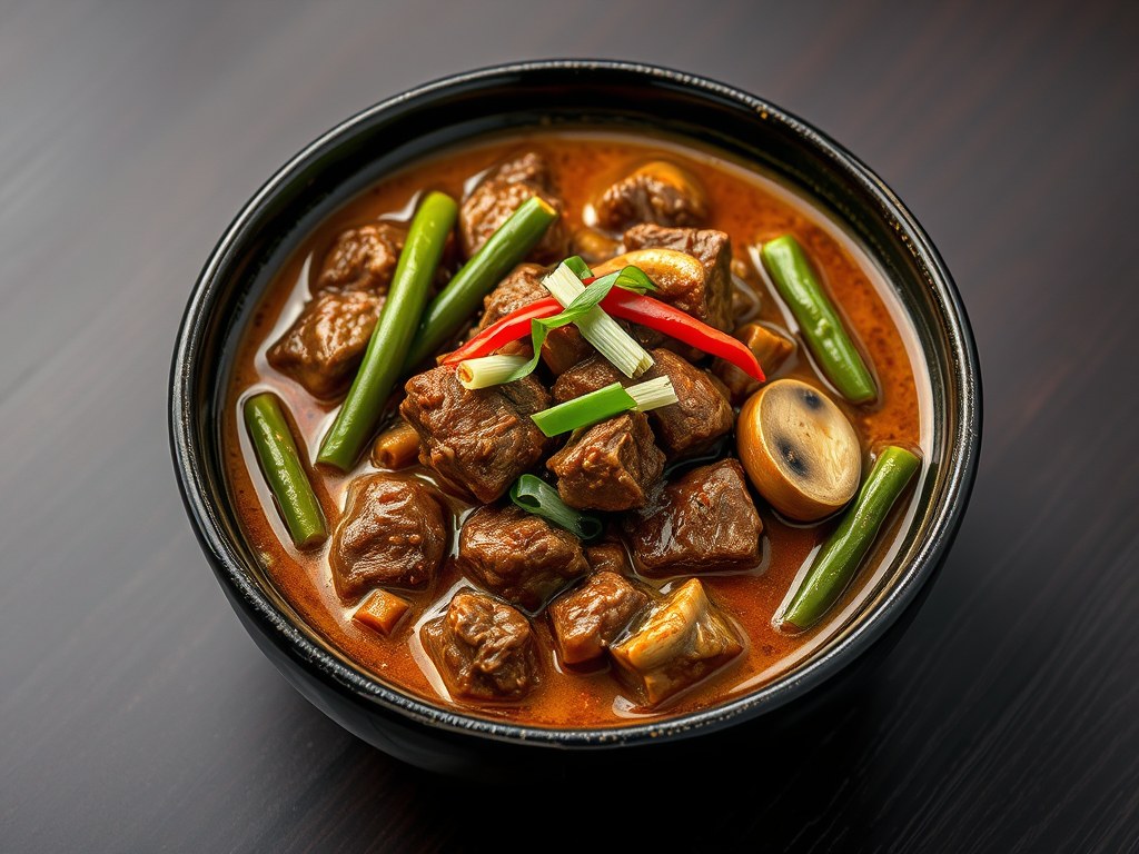Curry met rundvlees, AI-gegenereerde illustratie