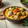Curry van kip en spruitjes