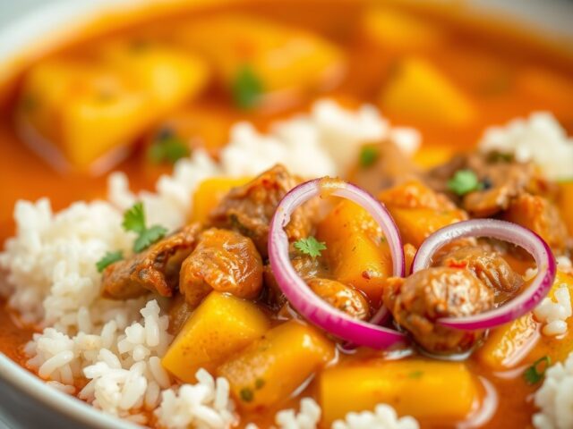 Curry van lamsbout en aardappel — AI-gegenereerde illustratie