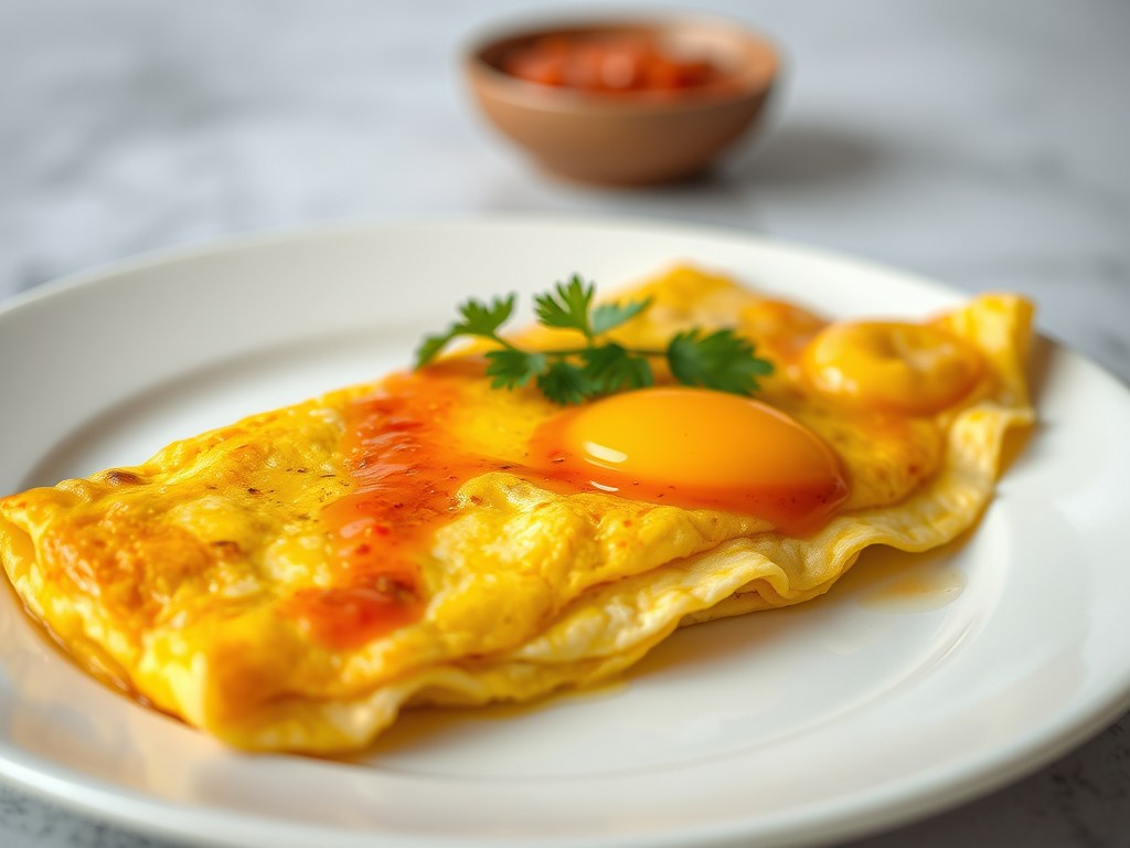 Dadar of Indonesische omelet, AI-gegenereerde illustratie