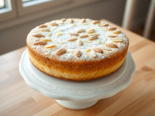 Damp lemon and almond cake