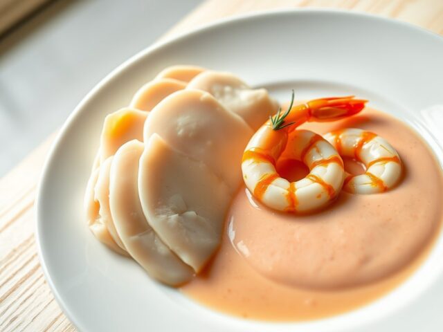 Delicatesse van kip met garnalenbisque
