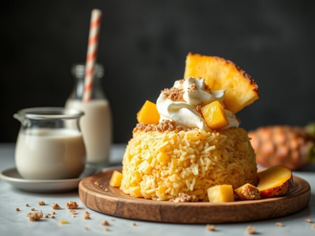Dessert van rijst met ananas — AI-gegenereerde illustratie